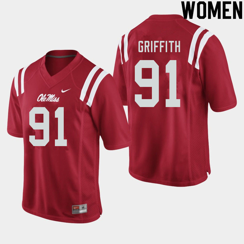 Casey Griffith Ole Miss Rebels NCAA Women's Red #91 Stitched Limited College Football Jersey QEI1458HA